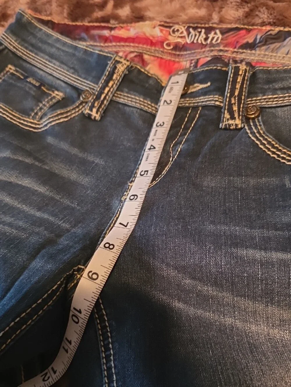 Adiktd Dark Blue Jeans with Gold Embroidered Back Pockets